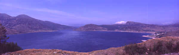 Glen Elg Bay - with the Isle of Skye in background. Connections to Clans MacLeod, Macrae & MacDonald.